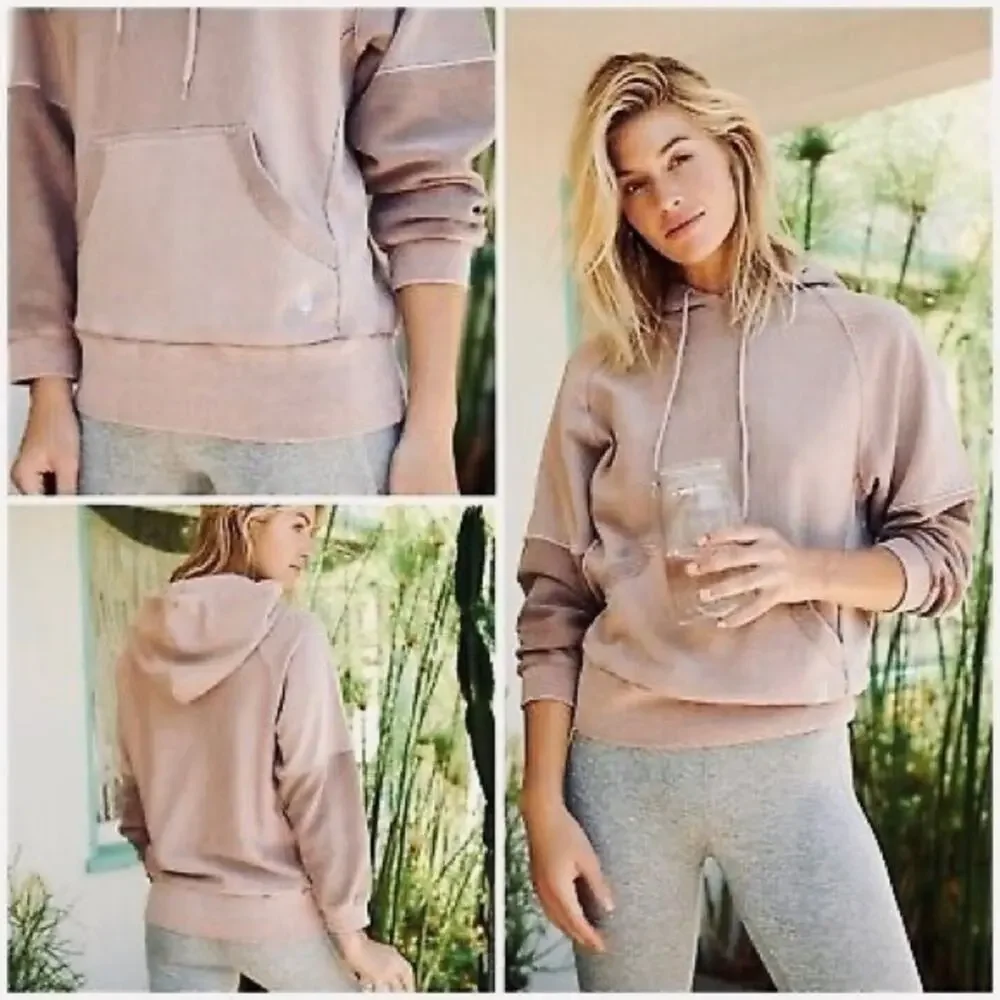 FREE PEOPLE MOVEMENT Womens Hawking Sweatshirt Hoodie in Taupe Pink Size XS